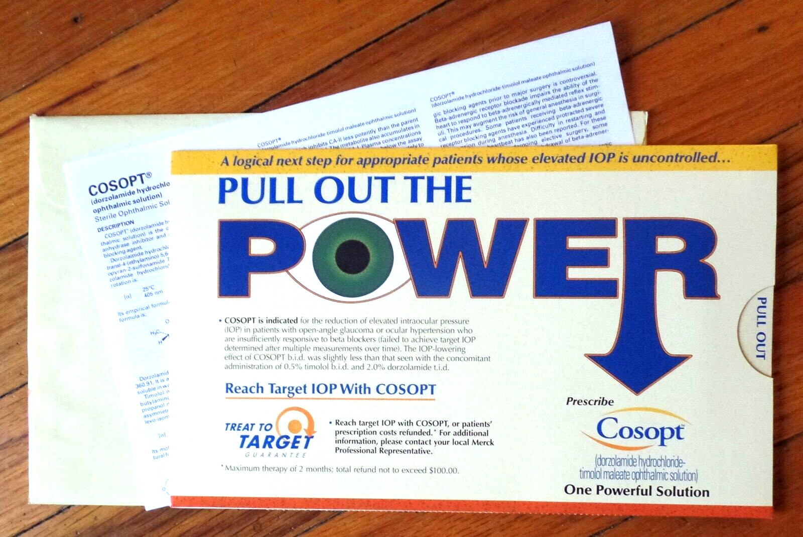 2000 PULL OUT THE POWER Prescribe COSOPT MERCK Pharmaceutical Mail Piece