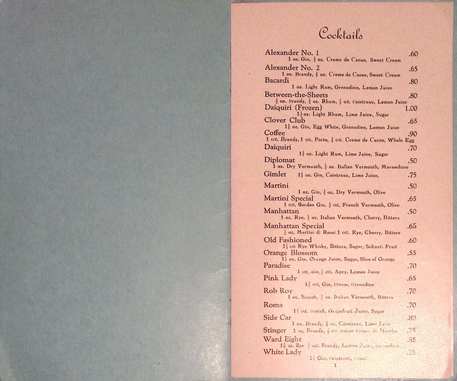 Chateau Laurier Hotel Menu 1950s Ottawa Canada Cocktail Wine Liquor List Vintage