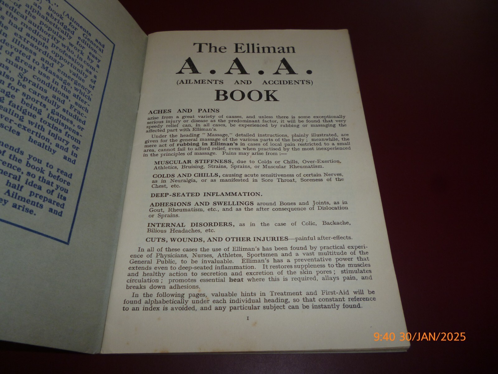 ELLIMAN’S EMBROCATION x 2 VINTAGE BOOKLETS LIBRARY OF HEALTH, AILMENTS ACCIDENTS