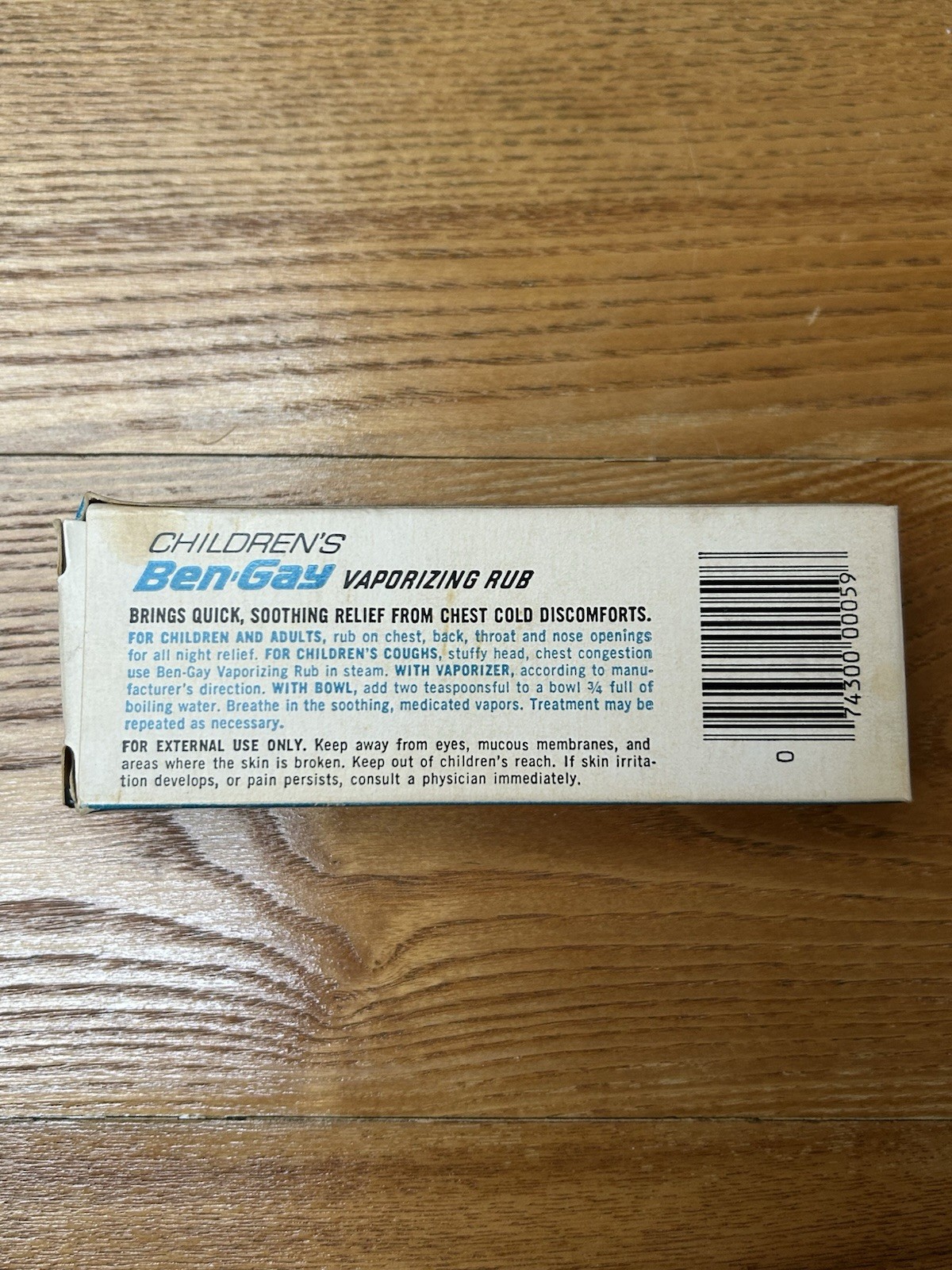 Vintage 1966 Children’s BEN-GAY VAPORIZING RUB in box Pfizer metal tube NOS 60s