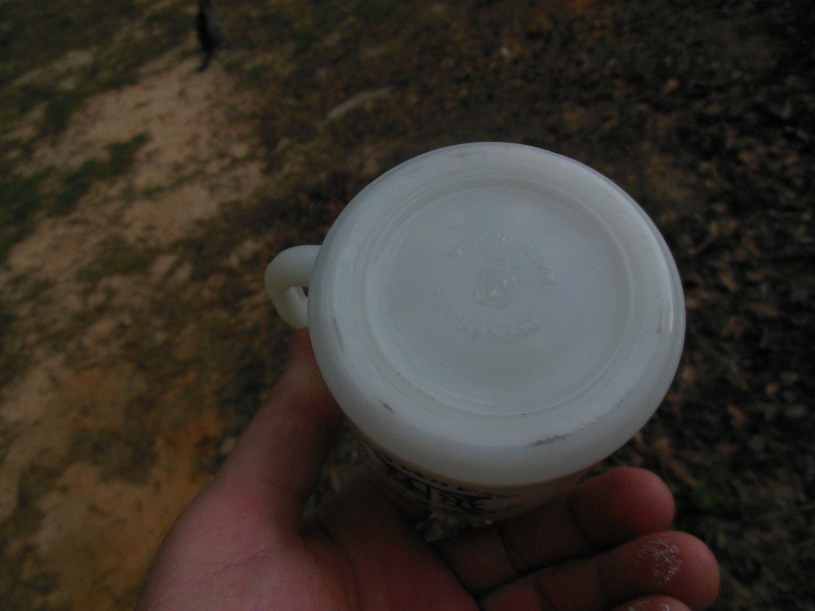 Anchor Hocking Milk Glass Coffee Mug Cup Charter Woods Pharmacy Dothan Alabama