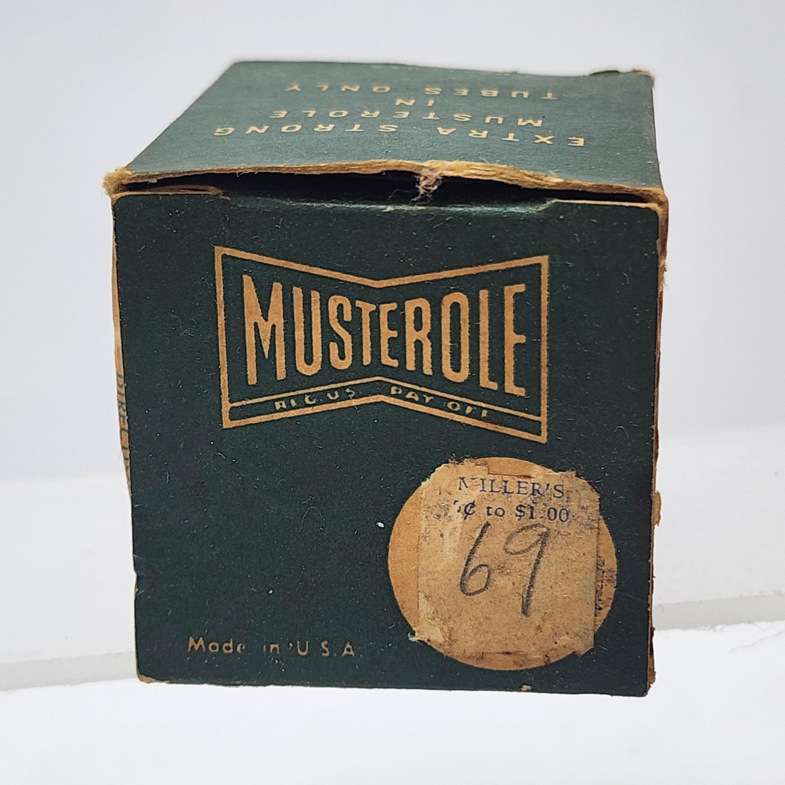 Vintage NOS Musterole Regular Strength 1 oz Glass Jar w/ Box Made in USA Leaflet
