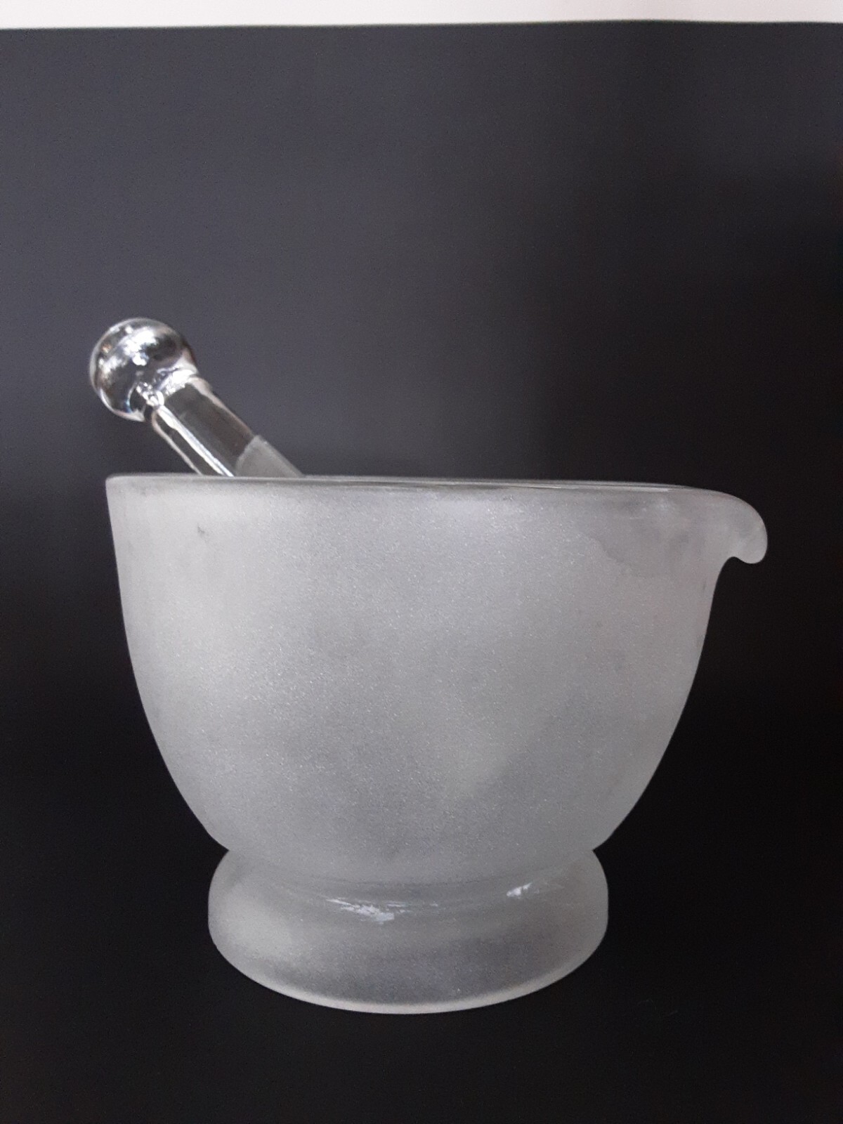 Vintage Mortar and Pestle 32oz Frosted Bowl Clear Pestle Apothecary Laboratory