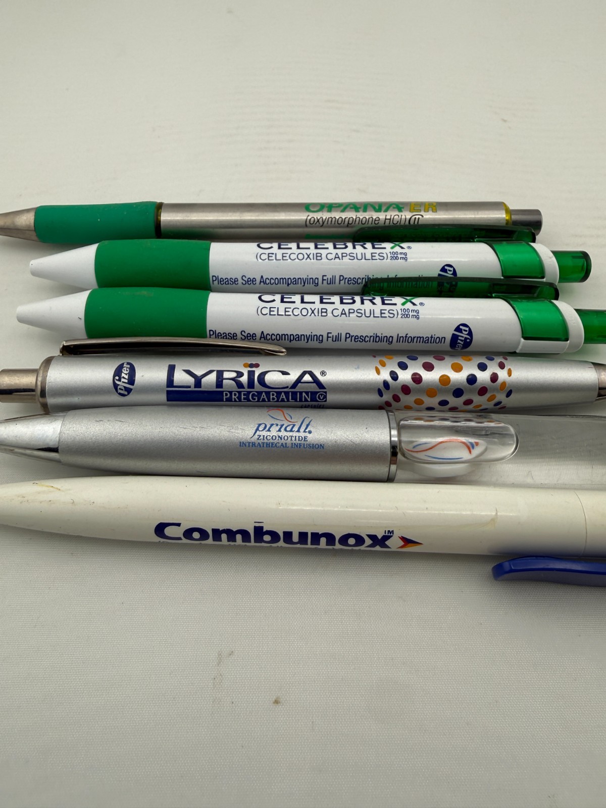Vintage Pharmaceutical Drug Rep Pens Plastic Lot of 6 Opana Celebrex Lyrica MORE
