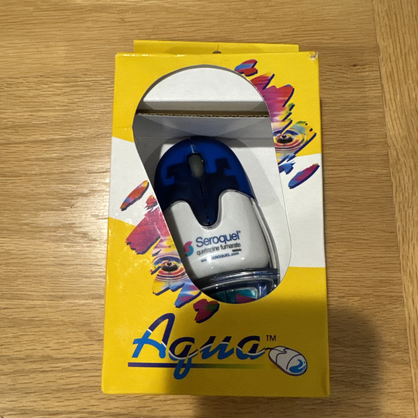 Pharmaceutical Marketing AQUA SEROQUEL Computer Mouse PS2 ADAPTER VERSION W BOX