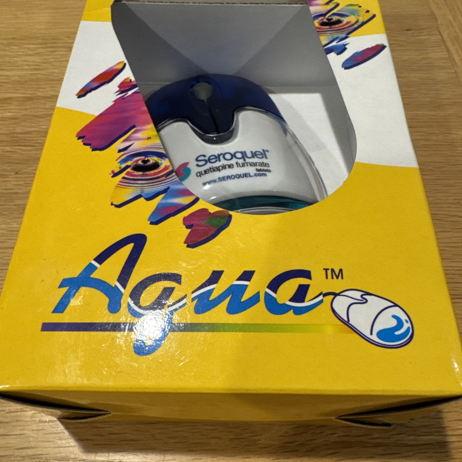 Pharmaceutical Marketing AQUA SEROQUEL Computer Mouse PS2 ADAPTER VERSION W BOX