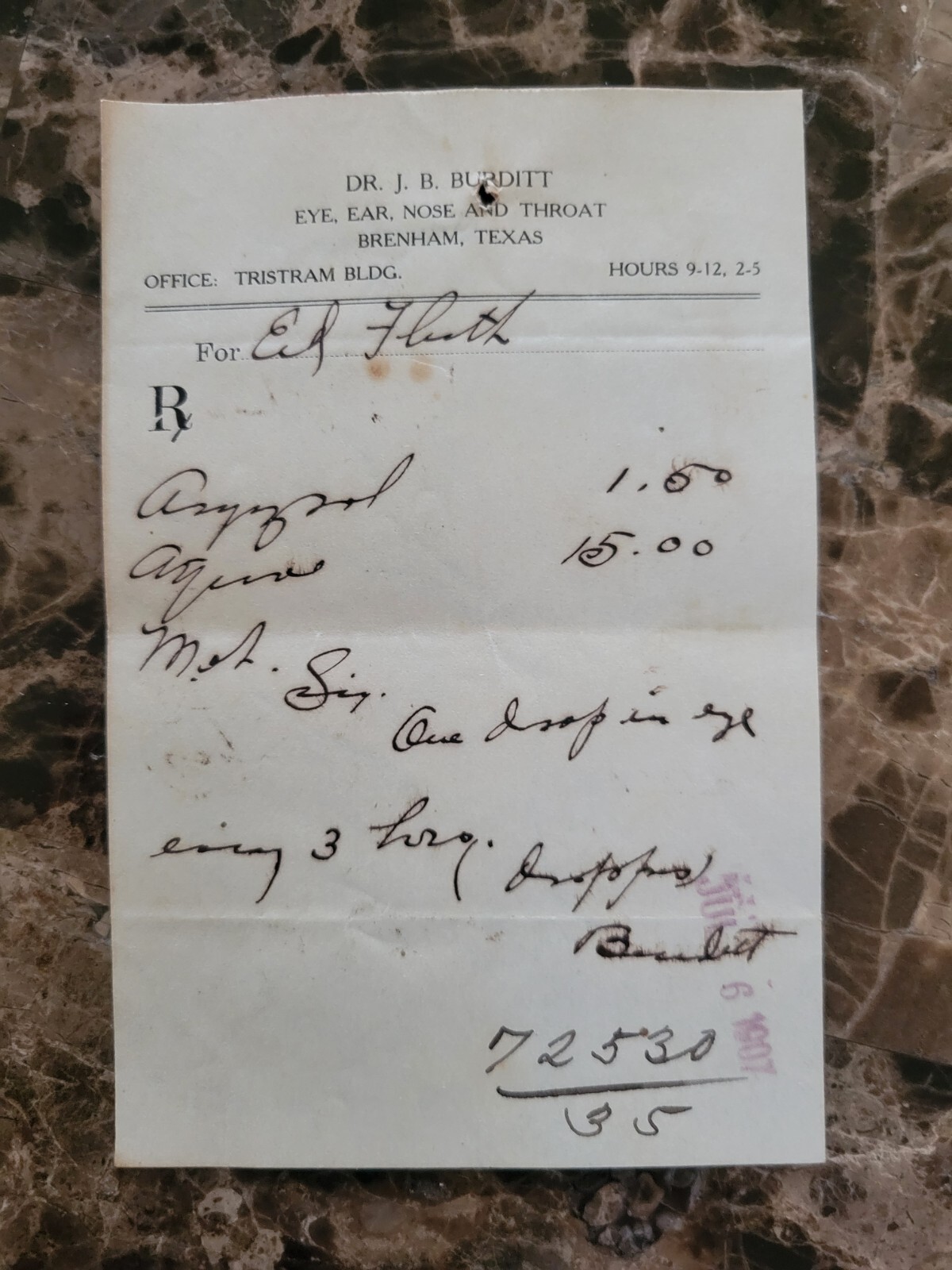 File box & 98 antique prescriptions (1907) – Opium, Ergot, Codeine & Anodyne