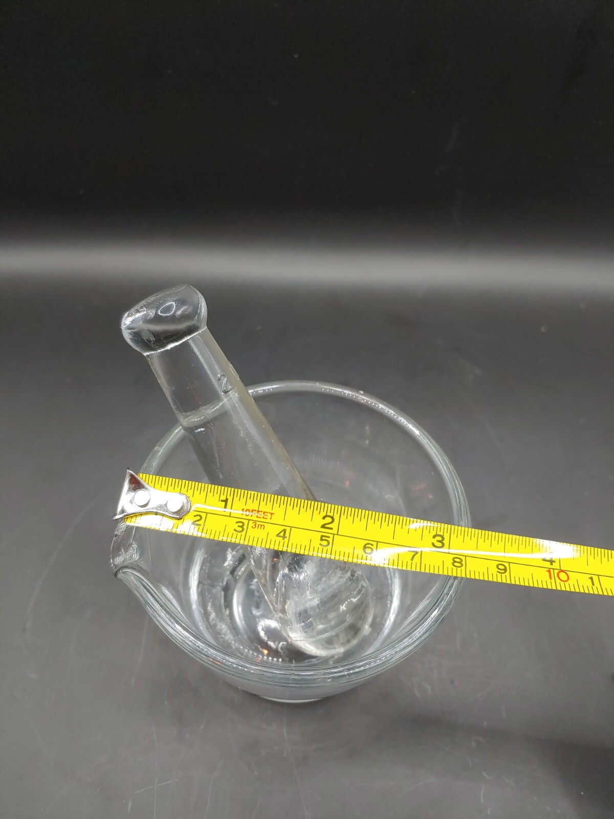 Vintage Apothecary Clear Glass Mortar & Pestle with Pouring Lip 4 oz. Capacity