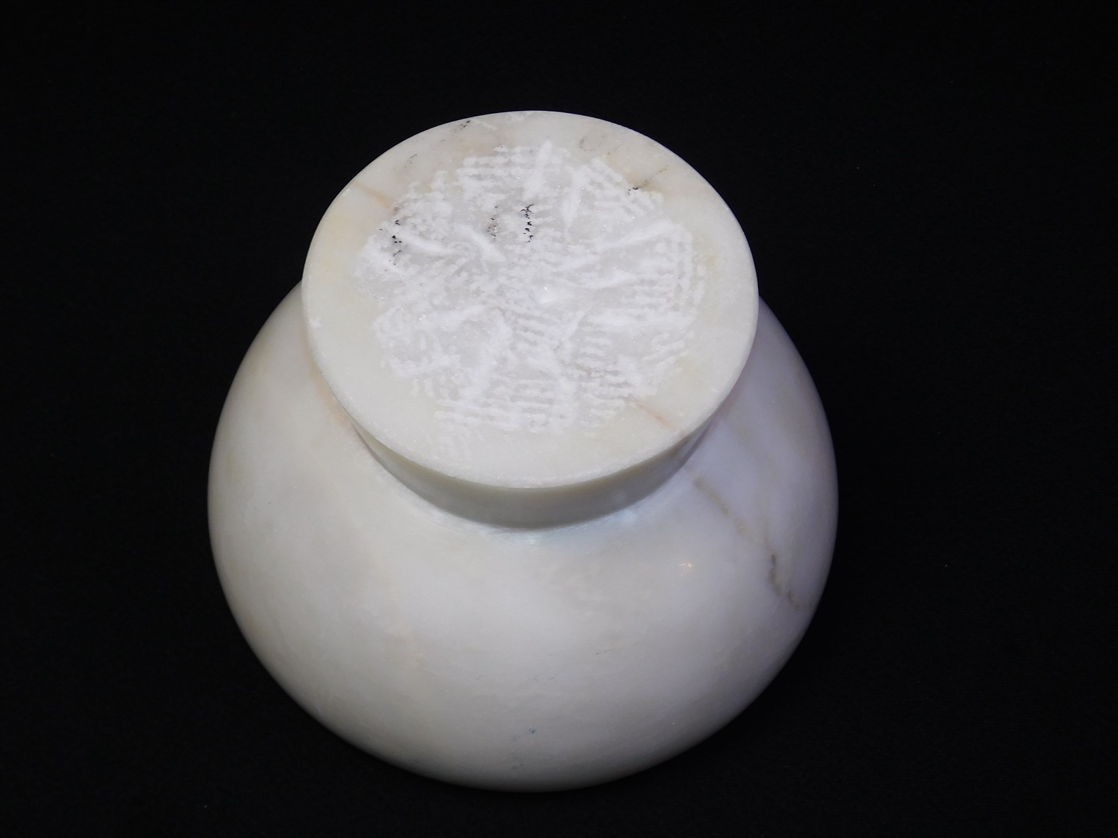 Vintage Solid Granite Large Mortar and Pestle White Gray Swirl
