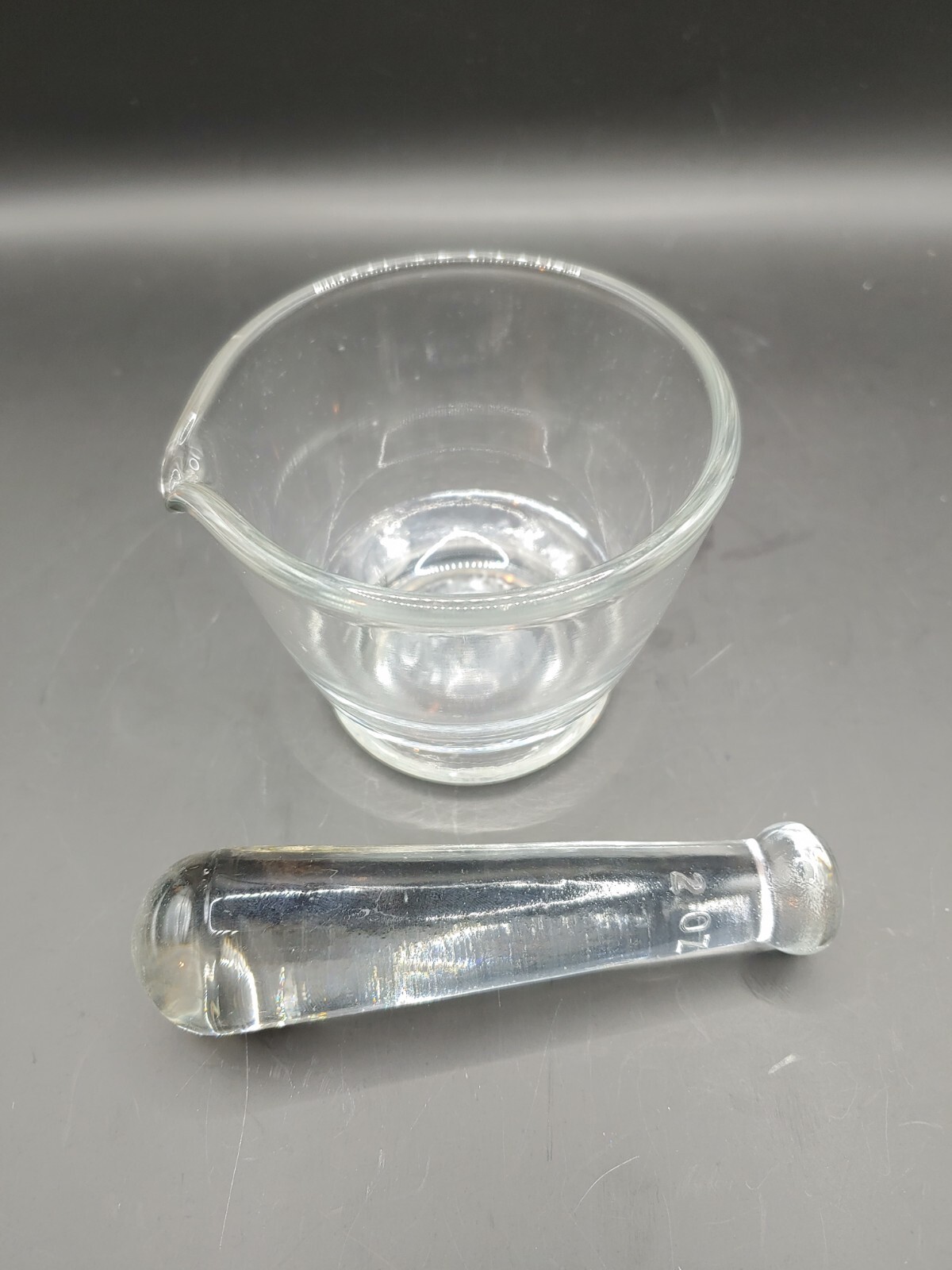 Vintage Apothecary Clear Glass Mortar & Pestle with Pouring Lip 4 oz. Capacity