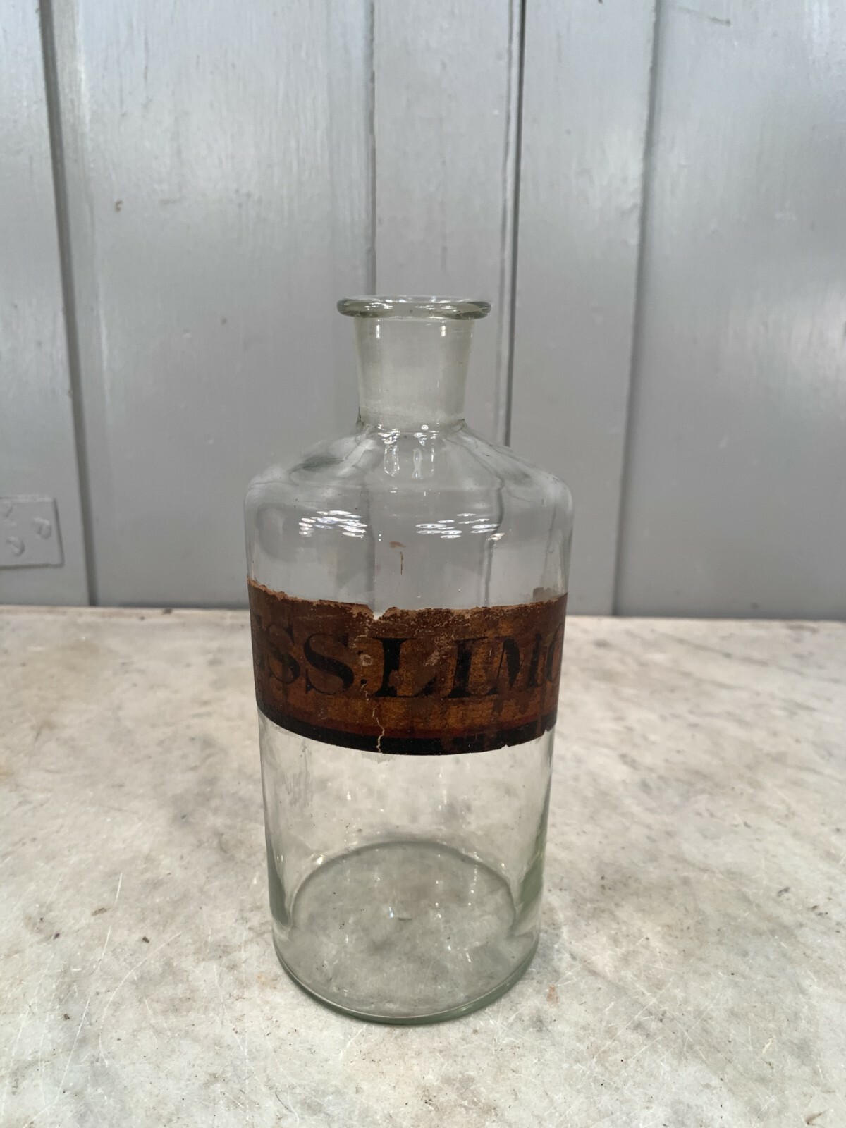 Antique scientific pharmacists jar with original label but no stopper