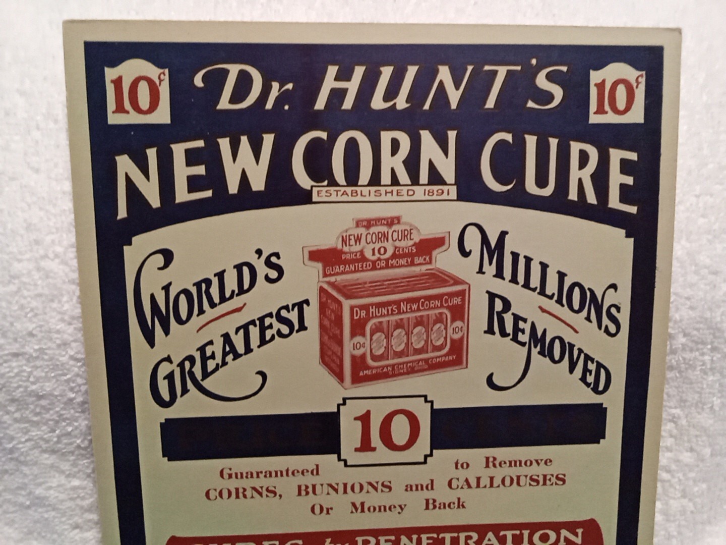 Dr. Hunt’s New Corn Cure American Chemical Co. Vtg Poster Sidney Shelby Co. Ohio