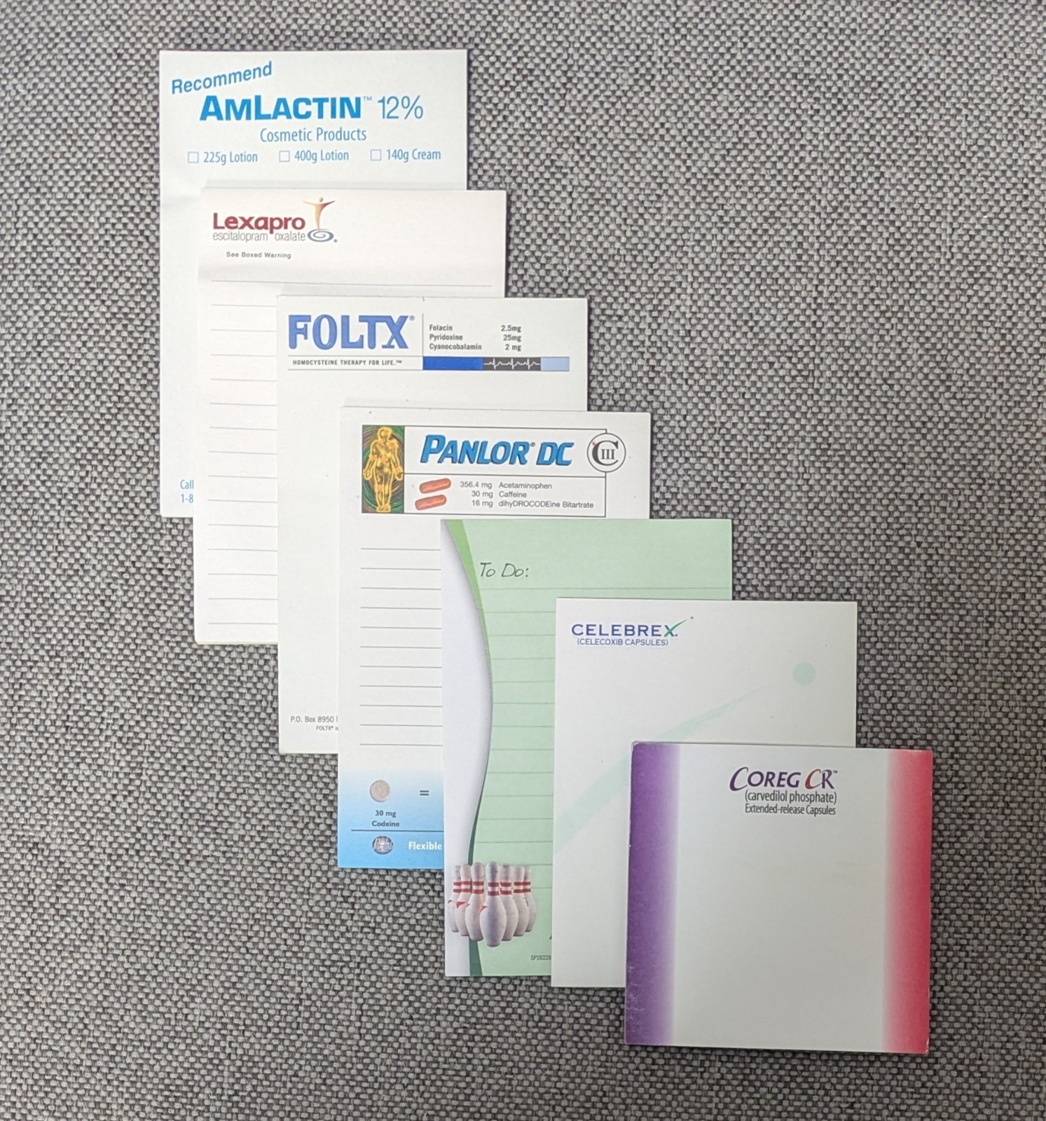Drug Rep Pharmaceutical Advertising Notepad Promo 7 Mixed Pads