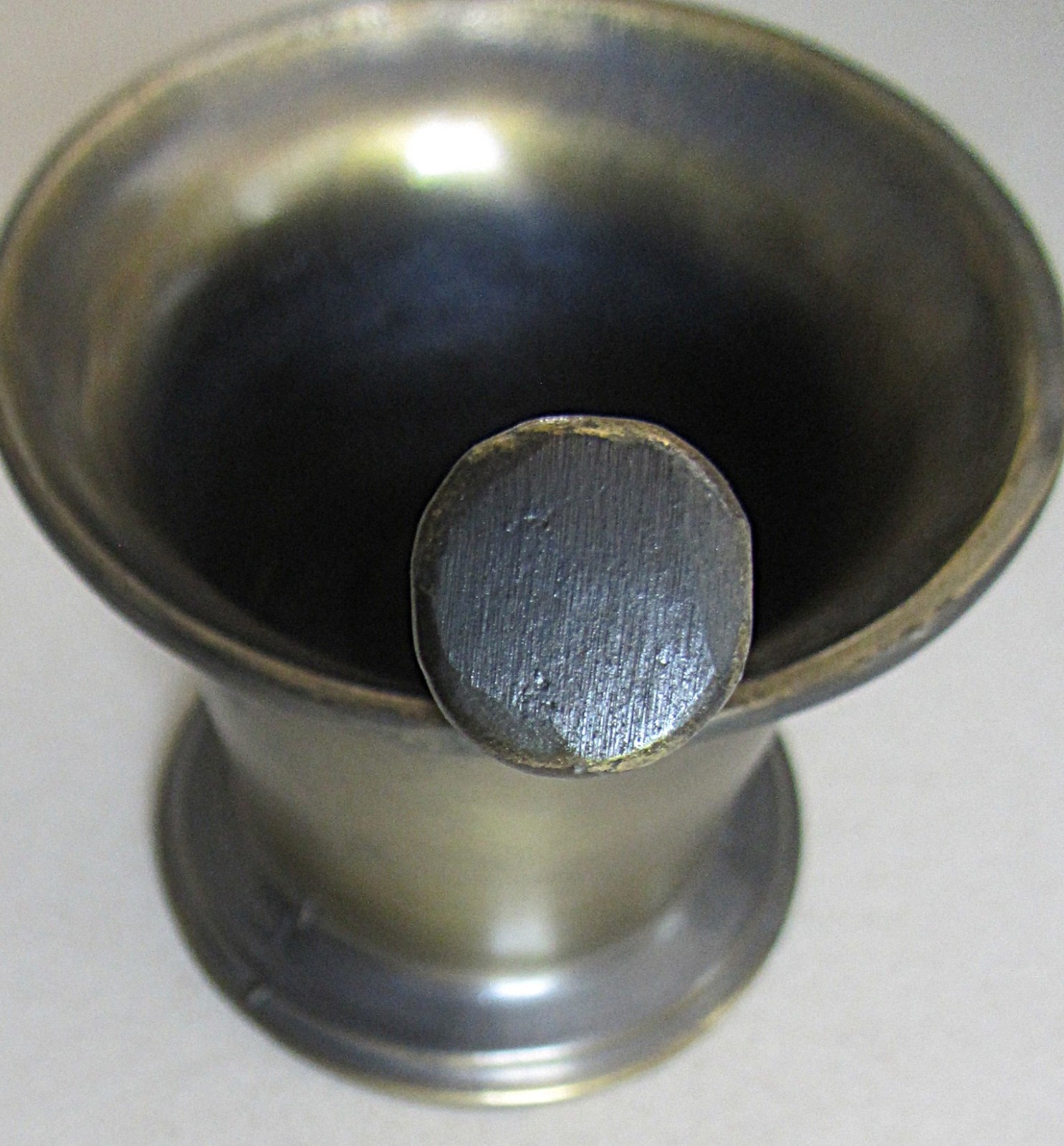 VINTAGE APOTHECARY BRASS PLATED MORTAR & PESTLE~3 7/8″ TALL~4.5″ TOP~4″ BASE