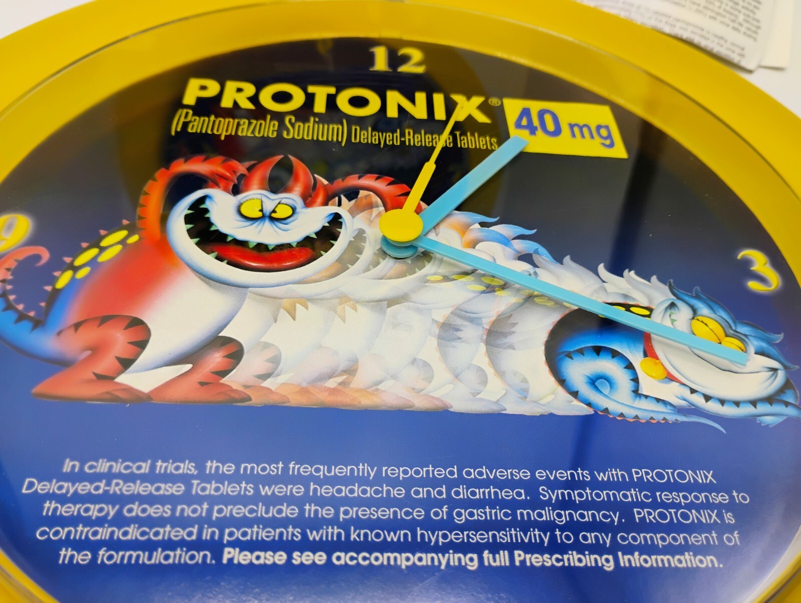 Vintage Protonix Red Monster Clock Pharma Drug Rep Giveaway Merch Advertising