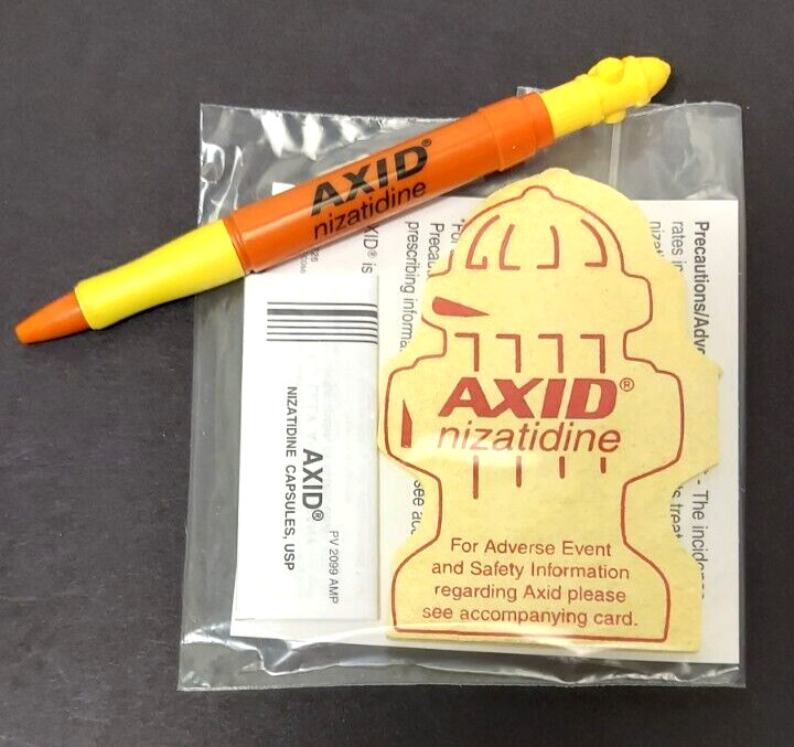 Axid Fire Hydrant Clicker Drug Rep Pharmaceutical Promo Advertising Pen & Sponge