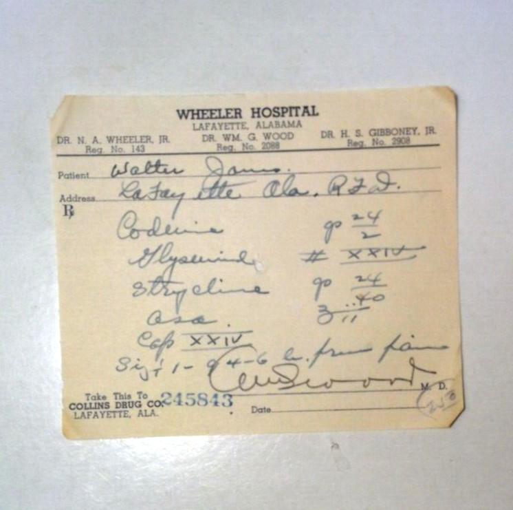 Lot of 6 CII-CIV Vintage Pharmacy Rx Paper Prescriptions 1940’s pain management