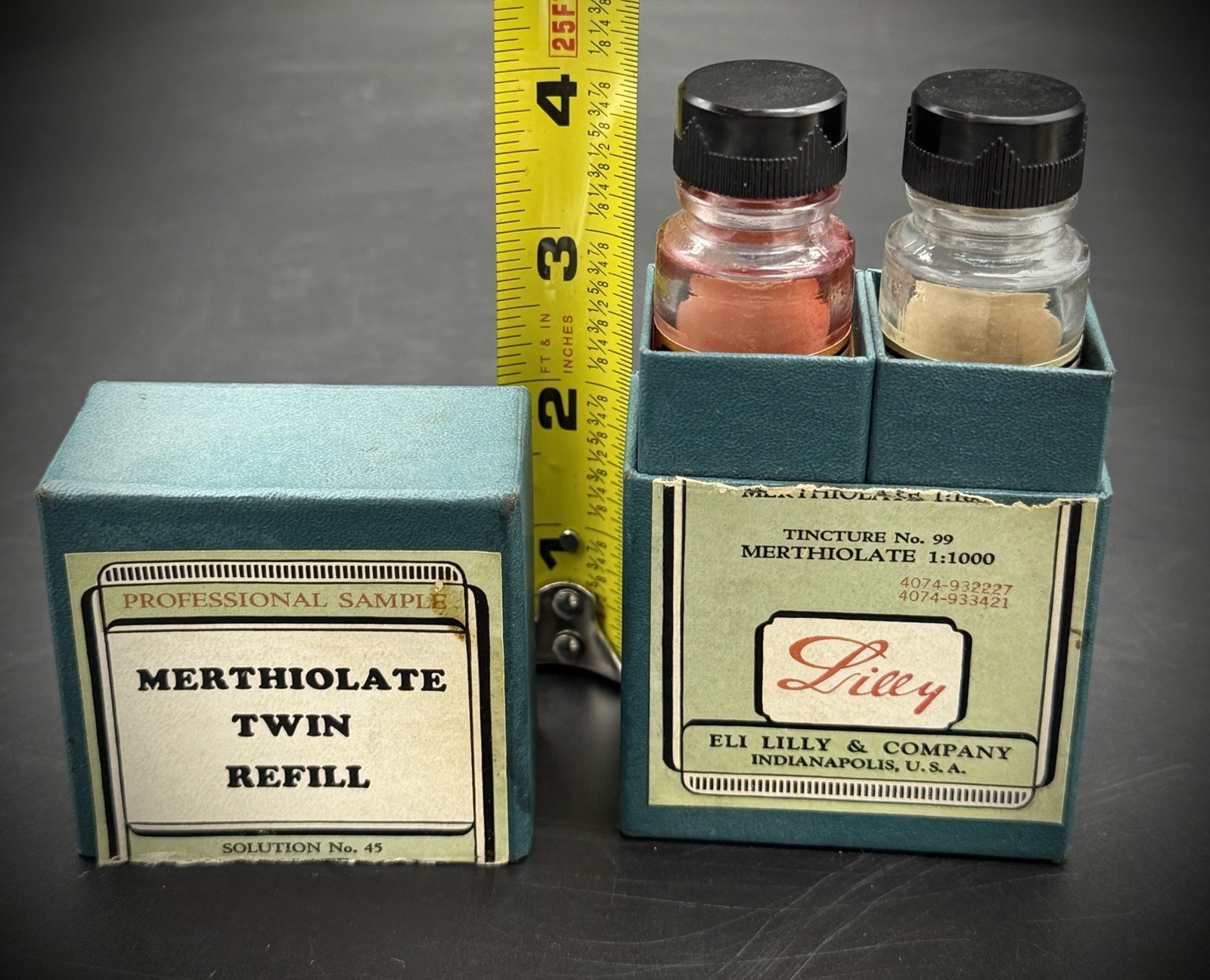 Vintage Eli Lilly Merthiolate Twin Refill Professional Sample Set, Pharmacy Box