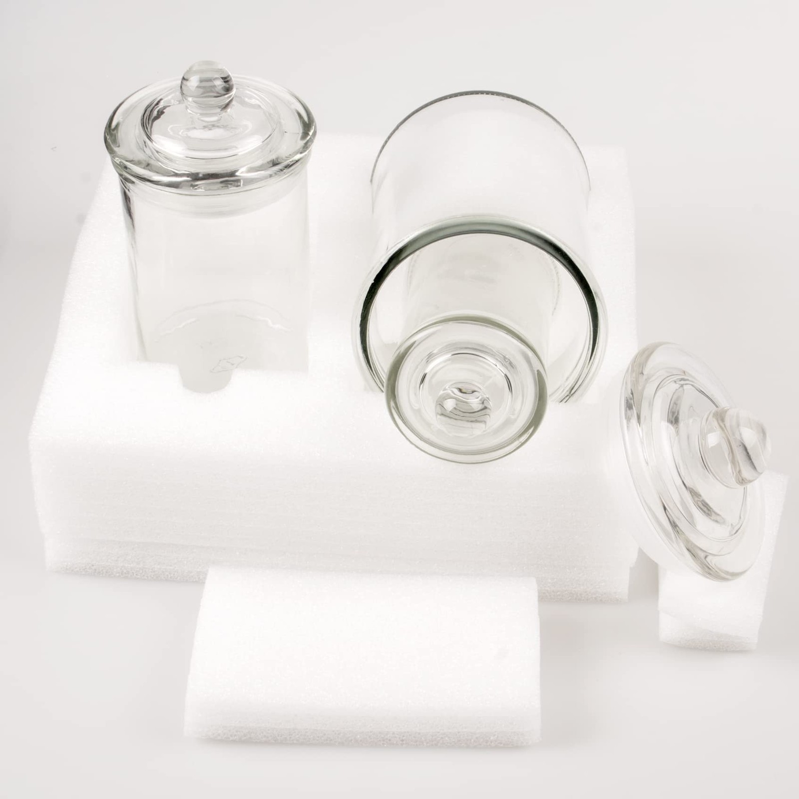 Mini Glass Apothecary Jars, Bathroom Storage Organizer Canisters for Cotton S…