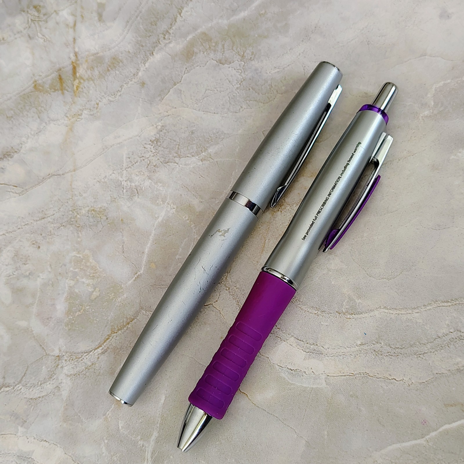 HTF 2 Zyprexa Pens Drug Rep Pharmaceutical Promo Medical Advertising Metal *READ