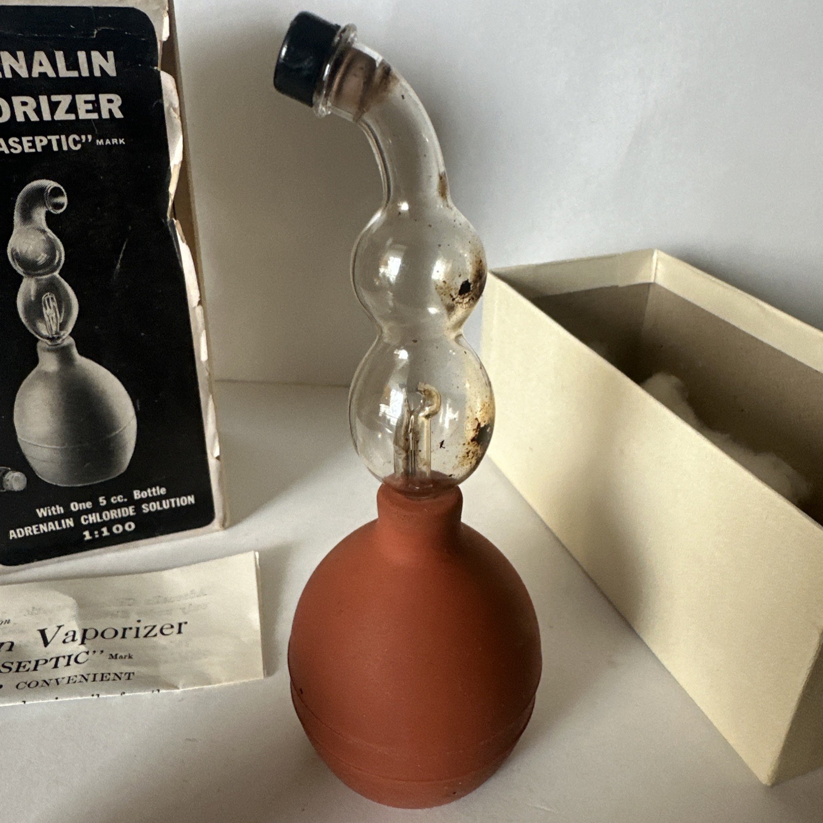 Antique Adrenalin Vaporizer Set Glaseptic Parke Davis & Co Detroit MI Complete