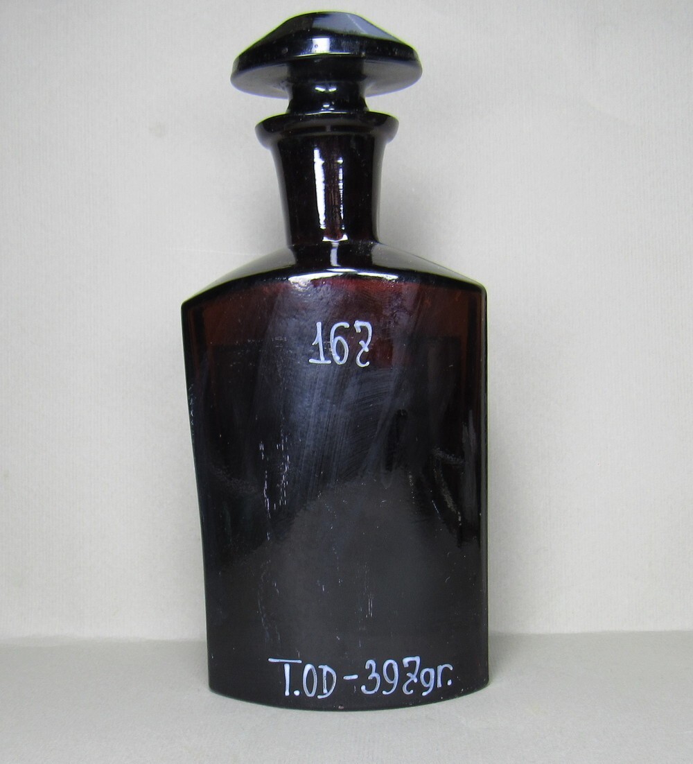 Vintage Medical Science Glass Bottle,Amber color,Germany №14727