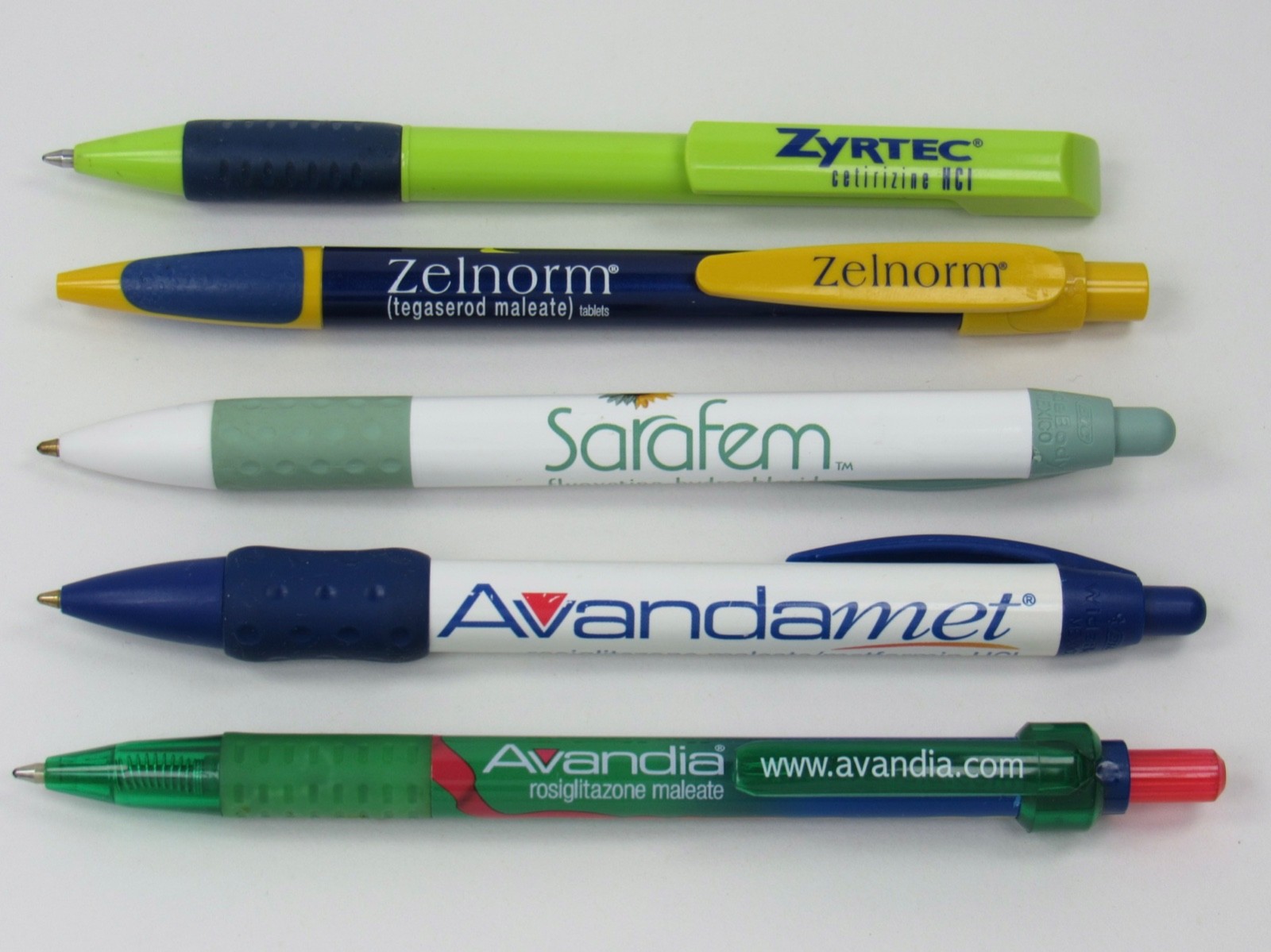 Lot 5 PENS Drug Rep Pharmaceutical Promo Advertising Avandia Sarafem Zelnorm +