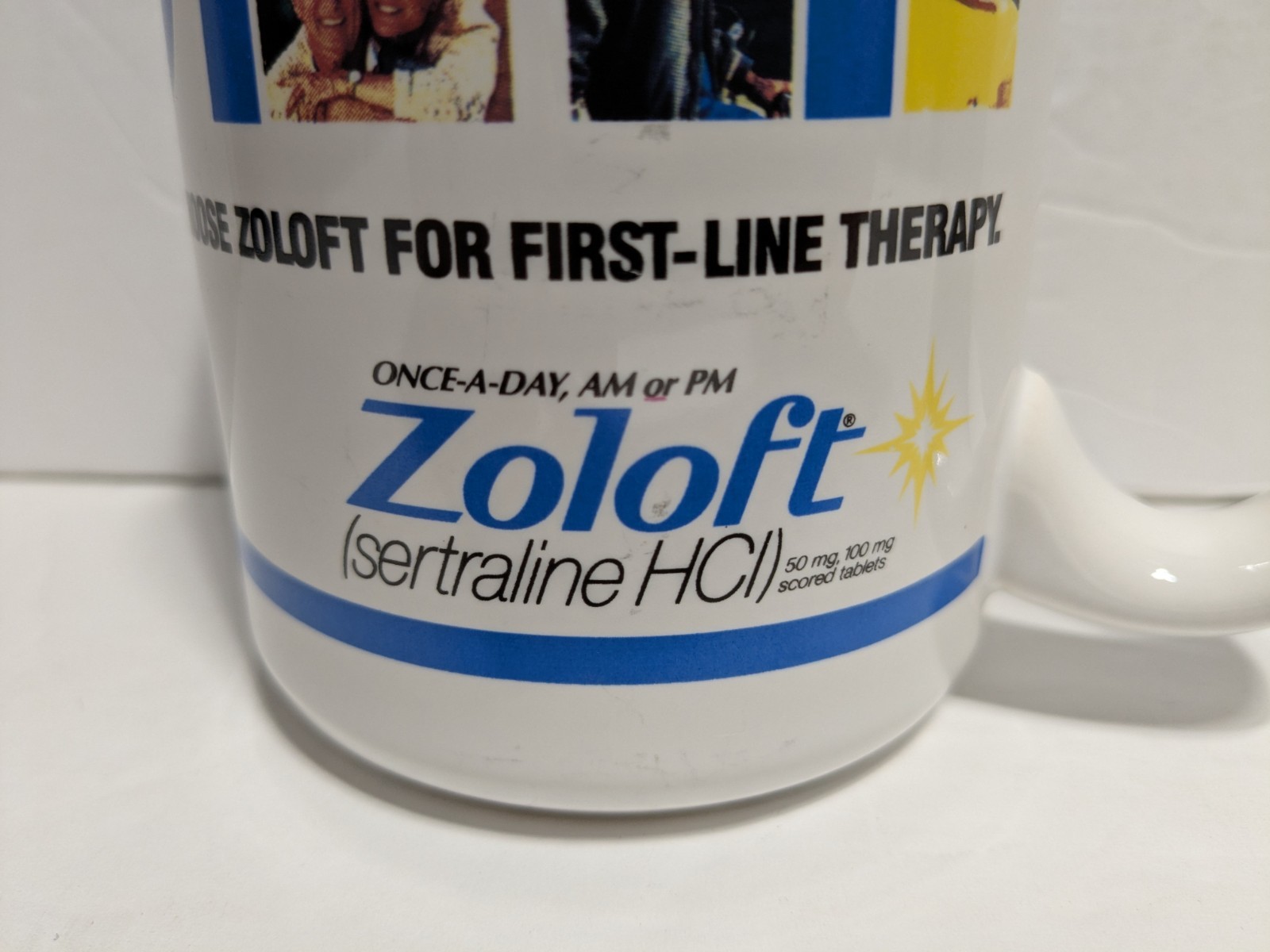 Zoloft First-Line Therapy Coffee Mug Pharmaceutical Promo Rep Advertising Pfizer