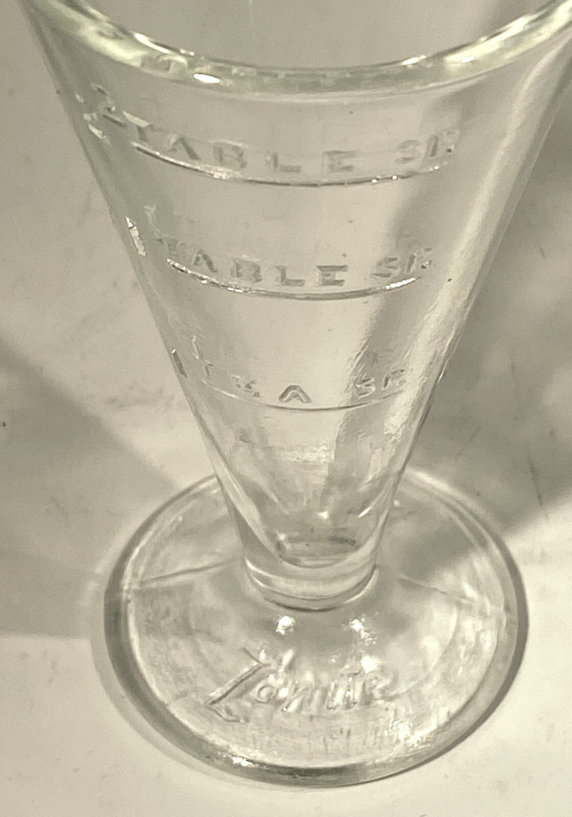 Zonite 2 Tablespoon Glass Apothecary Measuring Cup/Beaker w/ Spout & Base