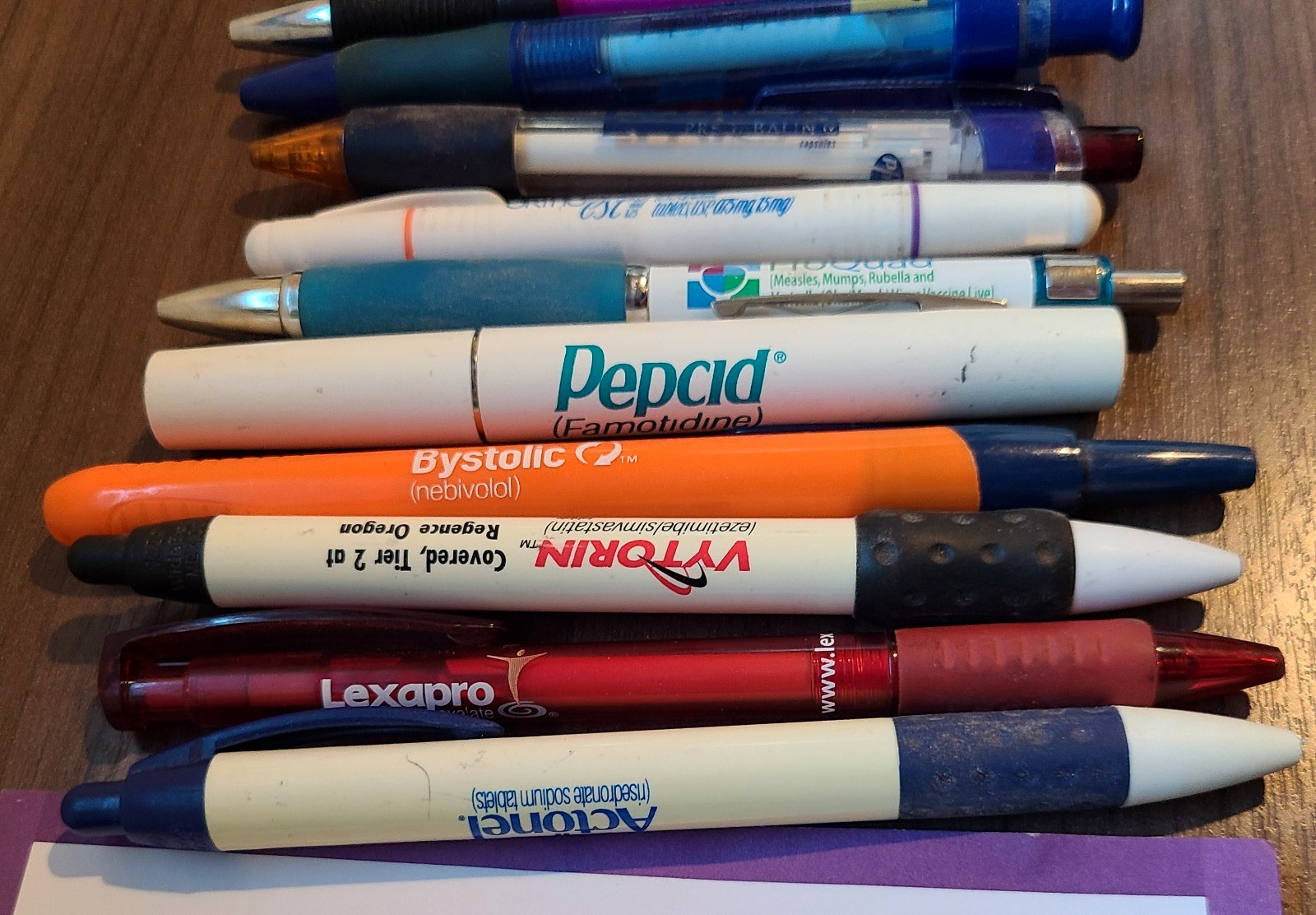 Drug Rep Lot PENS Pharmaceutical Promo Lexapro Ambien Prevacid Bystolic ProQuad