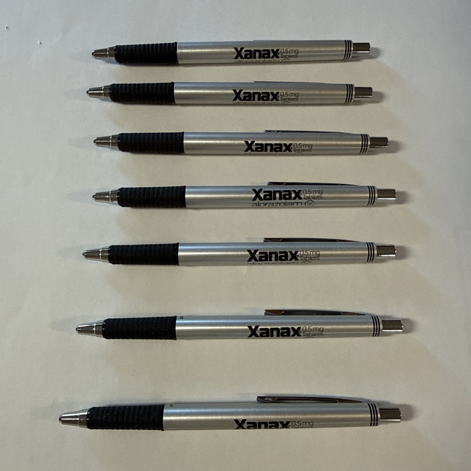XANAX ALPRAZOLAM Pharmaceutical Drug Rep Retractable Refillable Vintage Silver