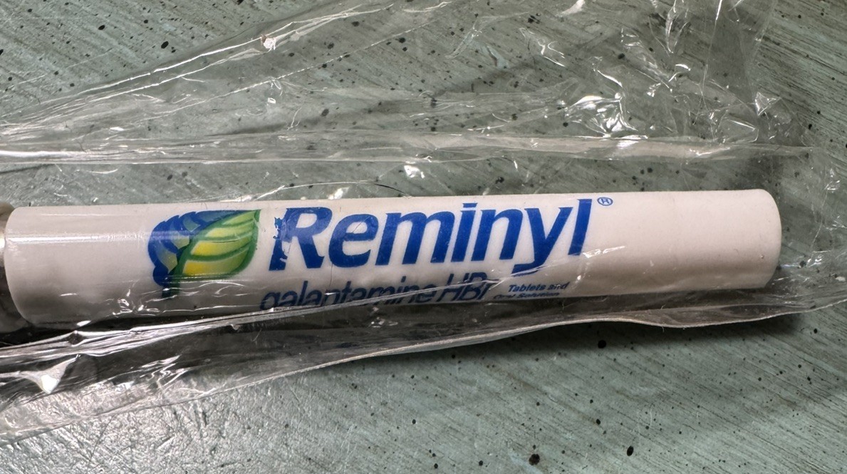 REMINYL PEN w/Lanyard: White/Blue – Plastic -Pharmaceutical Promo NEW