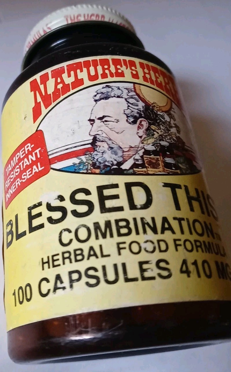 Vintage Expired Blessed Thistle Combo UNOPENED Natures Herbs Supplements Retro