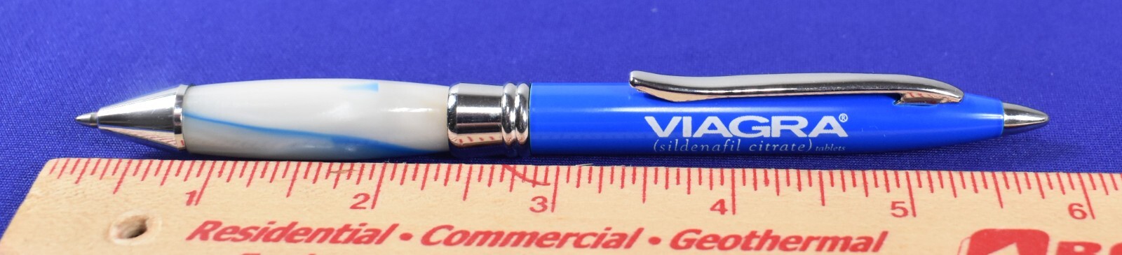 Blue Marbled Viagra Drug Rep Pharmaceutical Promo Advertising Metal Pen #4913