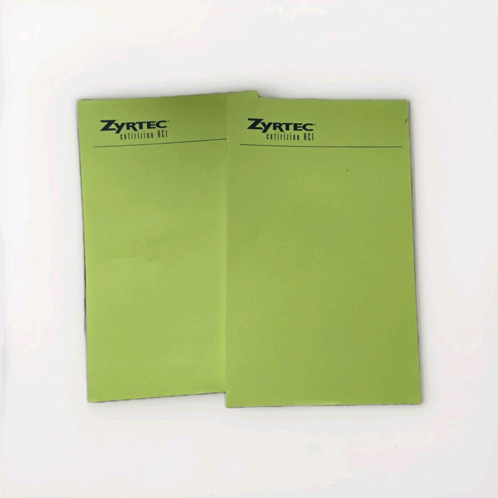 Vintage Zyrtec Notepads Neon Green Pharmaceutical Advertising Set Of 2 Pfizer