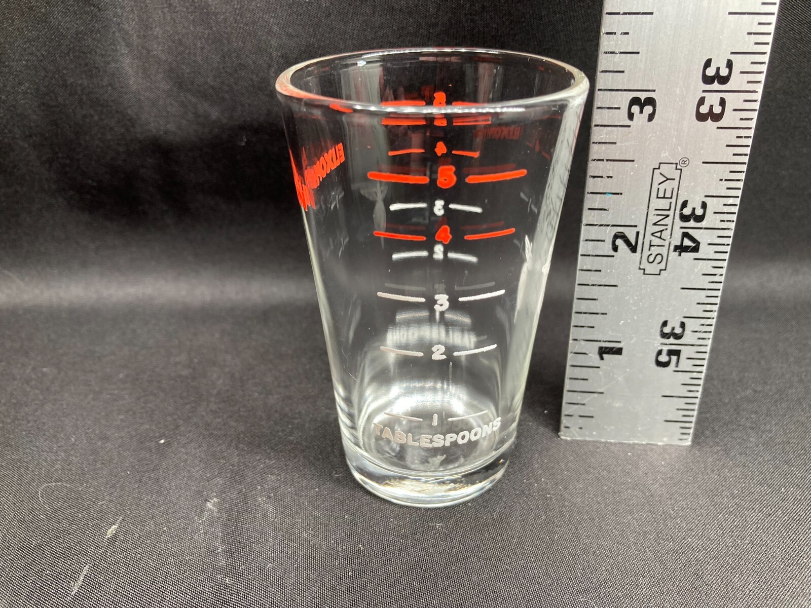 Vintage Elixophyllin Dose Measuring Glass Advertising Medicine Hazel Atlas