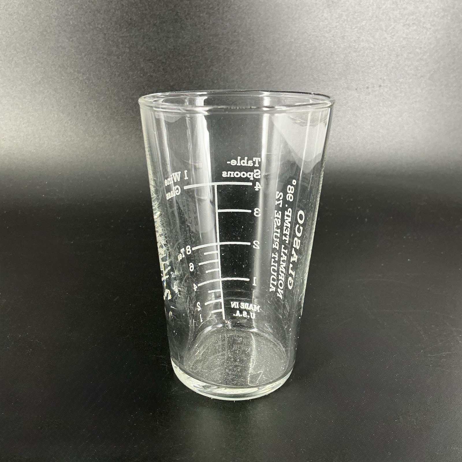 Advertising Medicine Dosing Cup Glass Glasco USA