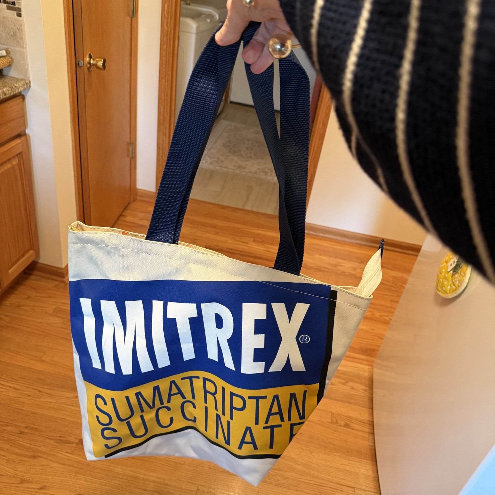 Imitrex Pharma Tote Bag/Drug Rep Promo Zipper Closure Thick Vinyl 16” X 17” X 5”