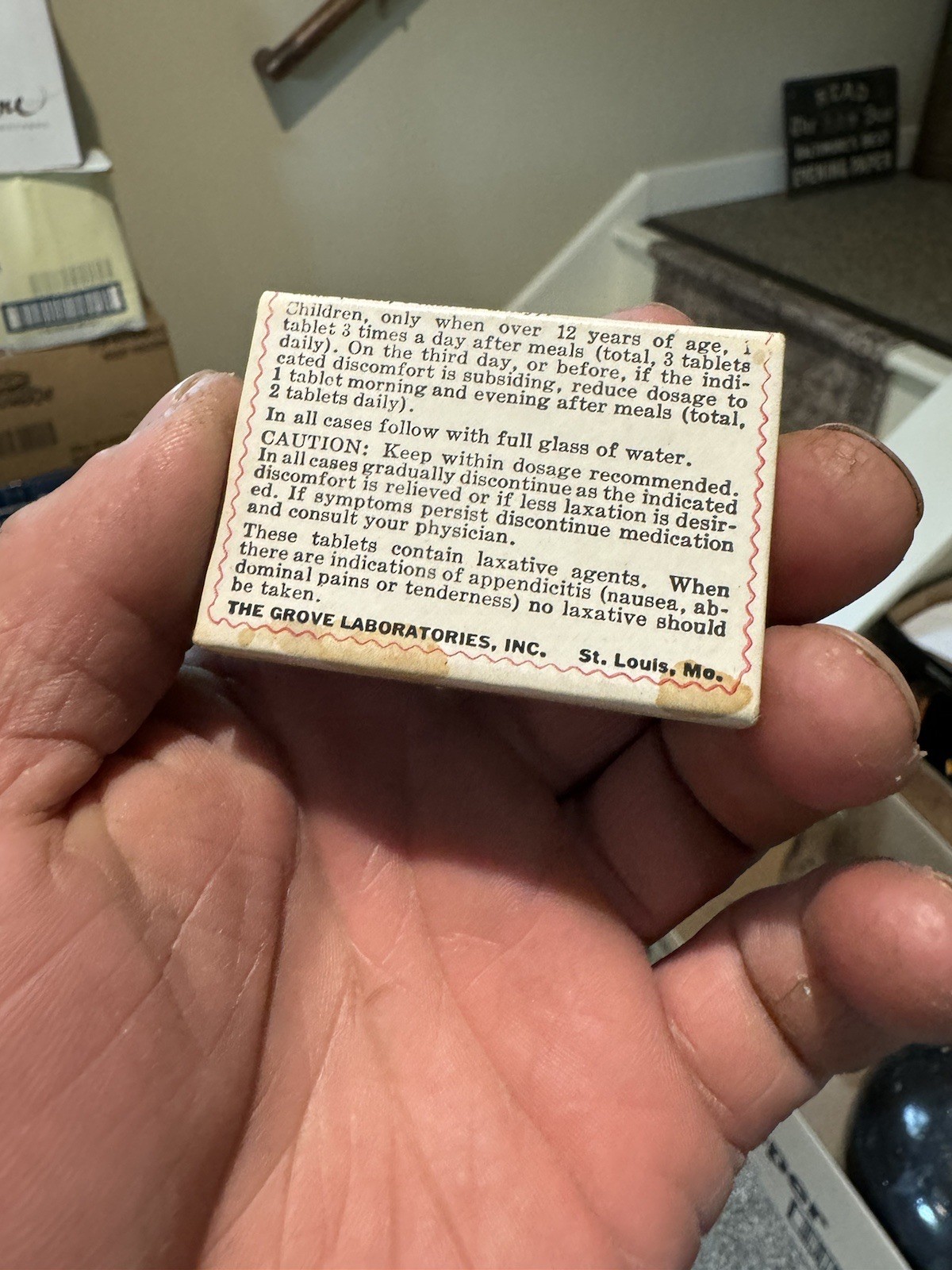 Grove’s Bromo Quinine Cold Tablets St Louis MO Small Size Sealed Medicine Box
