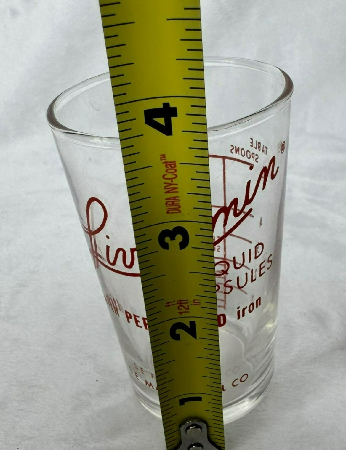 Vintage Massengill Co. Livitamin Liquid Capsules Measuring Glass 3 Oz Clear Red