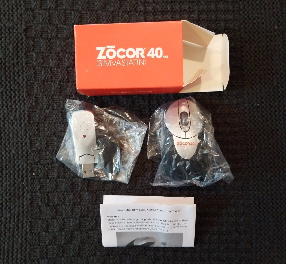 Pharmaceutical Drug Rep Promo Vintage Collectible Zocor Mini Wireless Mouse