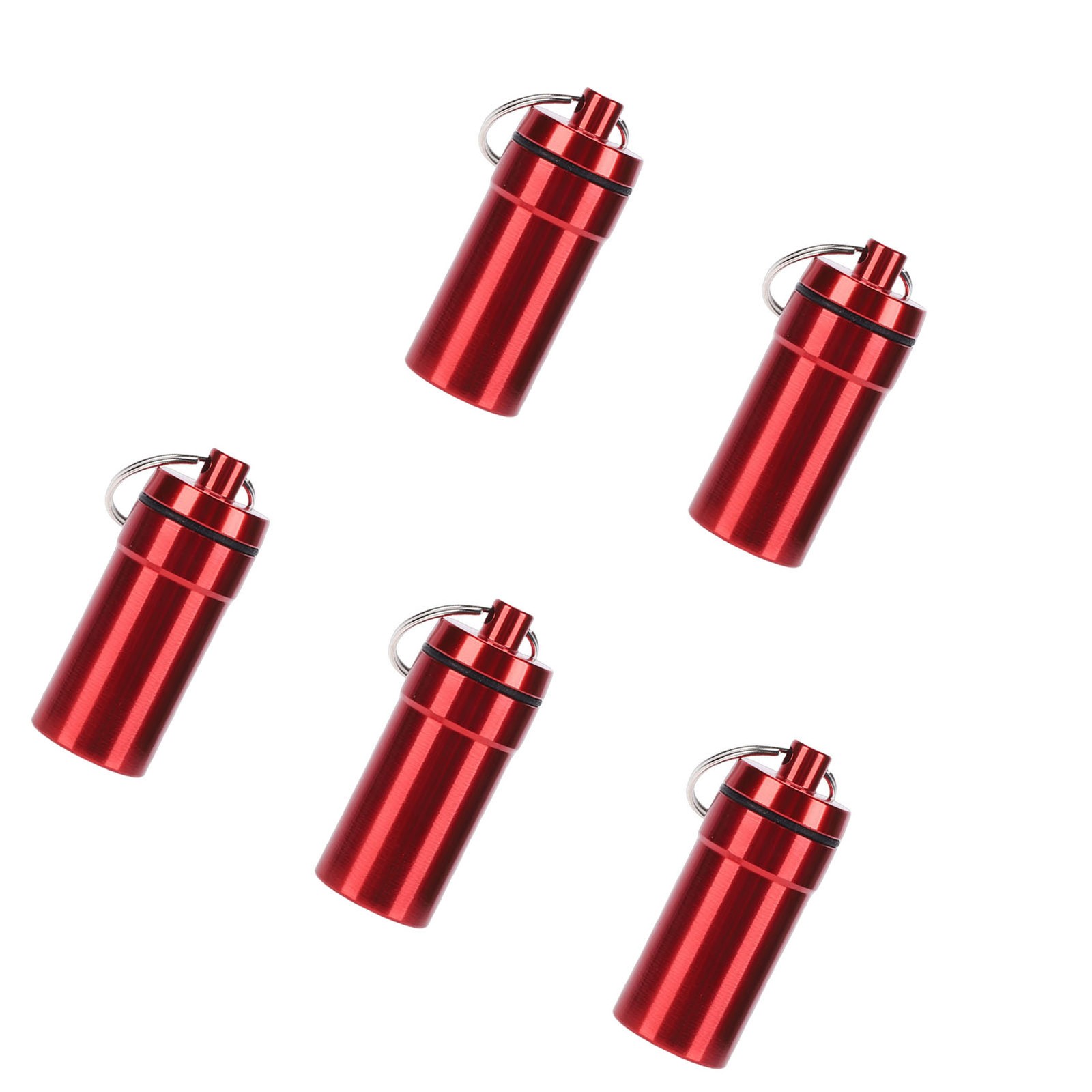 5pcs Mini Keychain Tablets Case Water Proof Outdoor Tablets Container Red