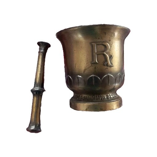 150th Anniversary Brass Mortar & Pestle-Coricidin (OC) Schering Established 1820