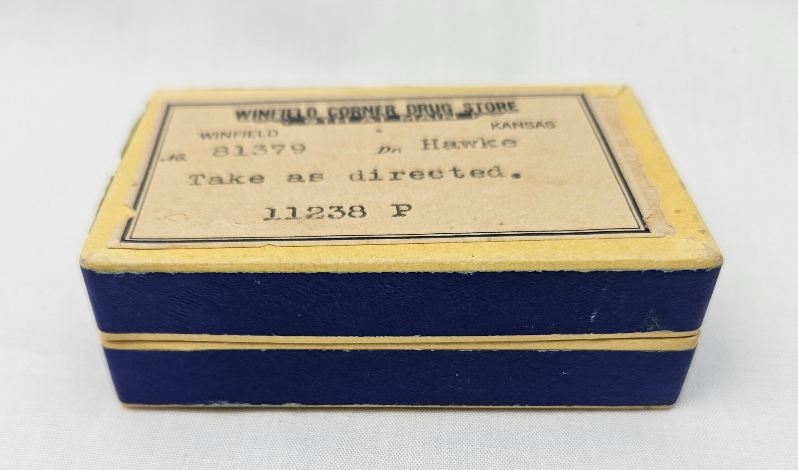 Hinged Cardboard Prescription Pill Medicine Box Winfield Corner Drug Store KS