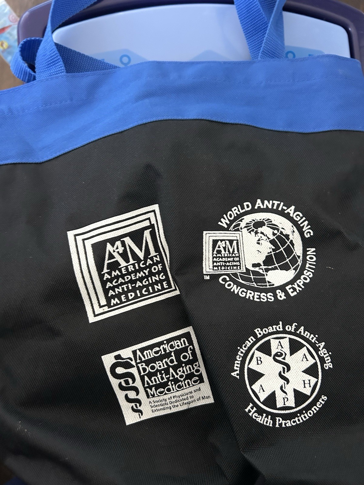 American Academy of Anti-Aging Medicine Bag Black Blue Logo pharmaceutical vtg