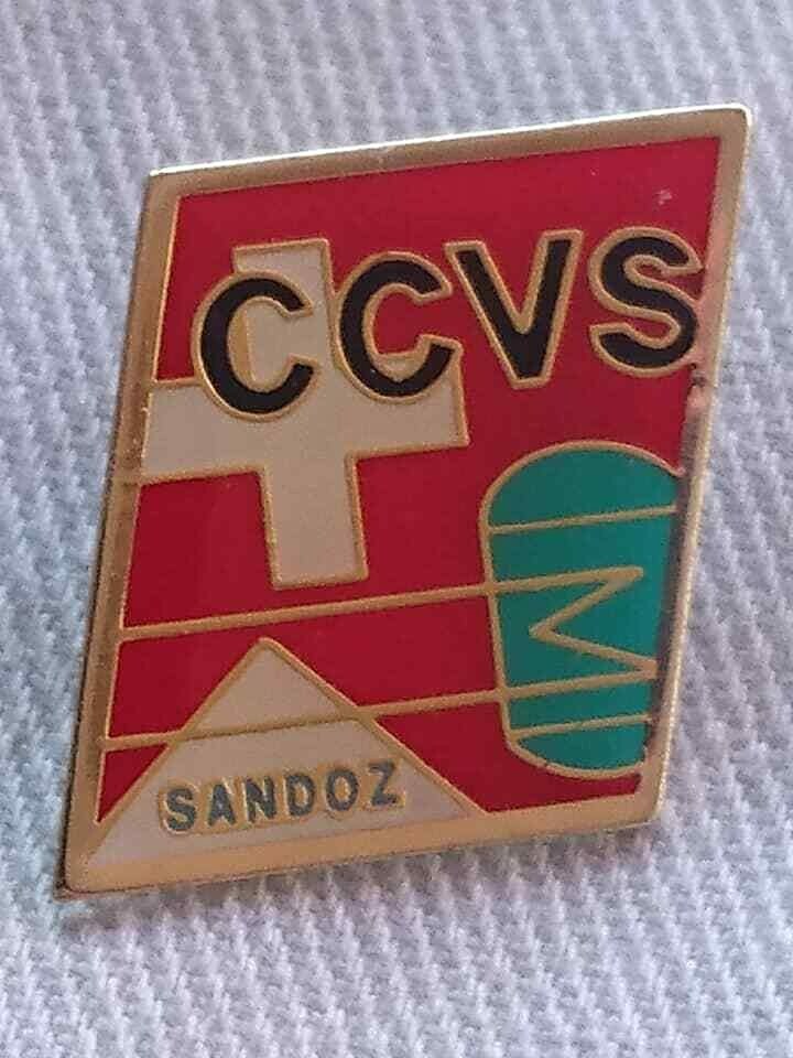 🔴SANDOZ CCVS Pharmaceuticals pin LSD Albert Hofmann Logo Badge Numbered 0107🔴