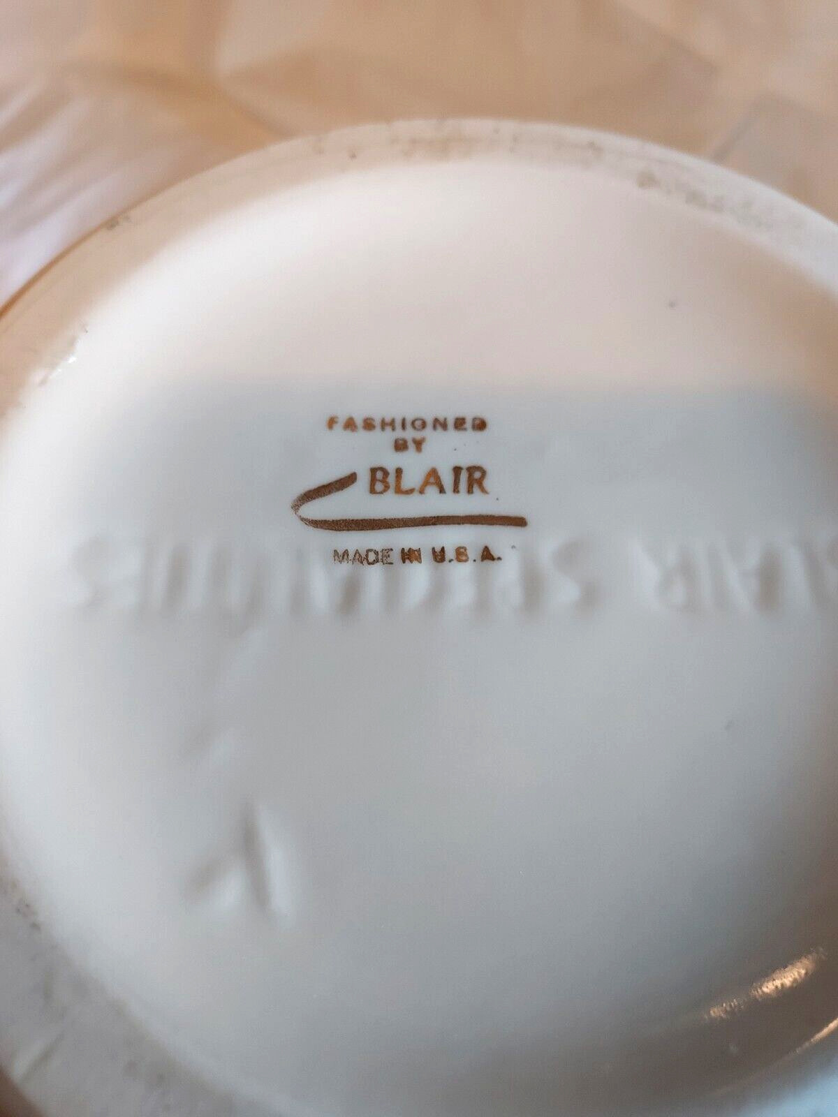 LARGE Ceramic Rx Mortar by Blair Cream And Gold Trim 6″ Fantastic Display Item