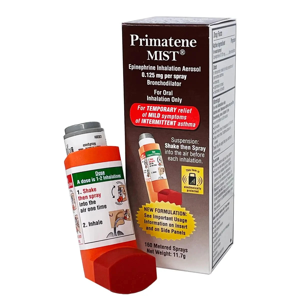 Primatene Mist Epinephrine Inhalation Aerosol 0.125 mg Per Spray.