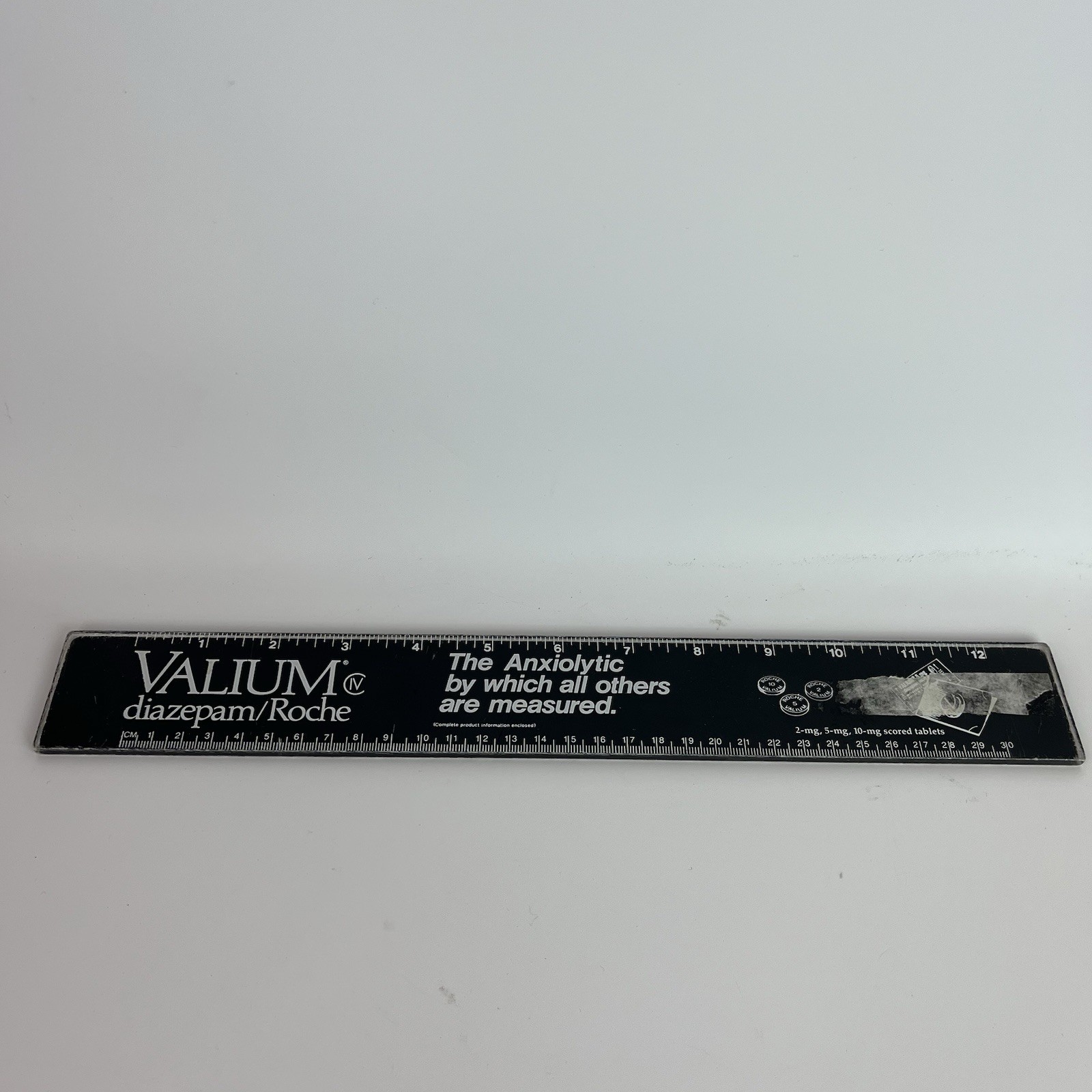 Vintage Roche Valium Black Plastic Ruler Pharmaceutical Ink Pens Lexapro Drug