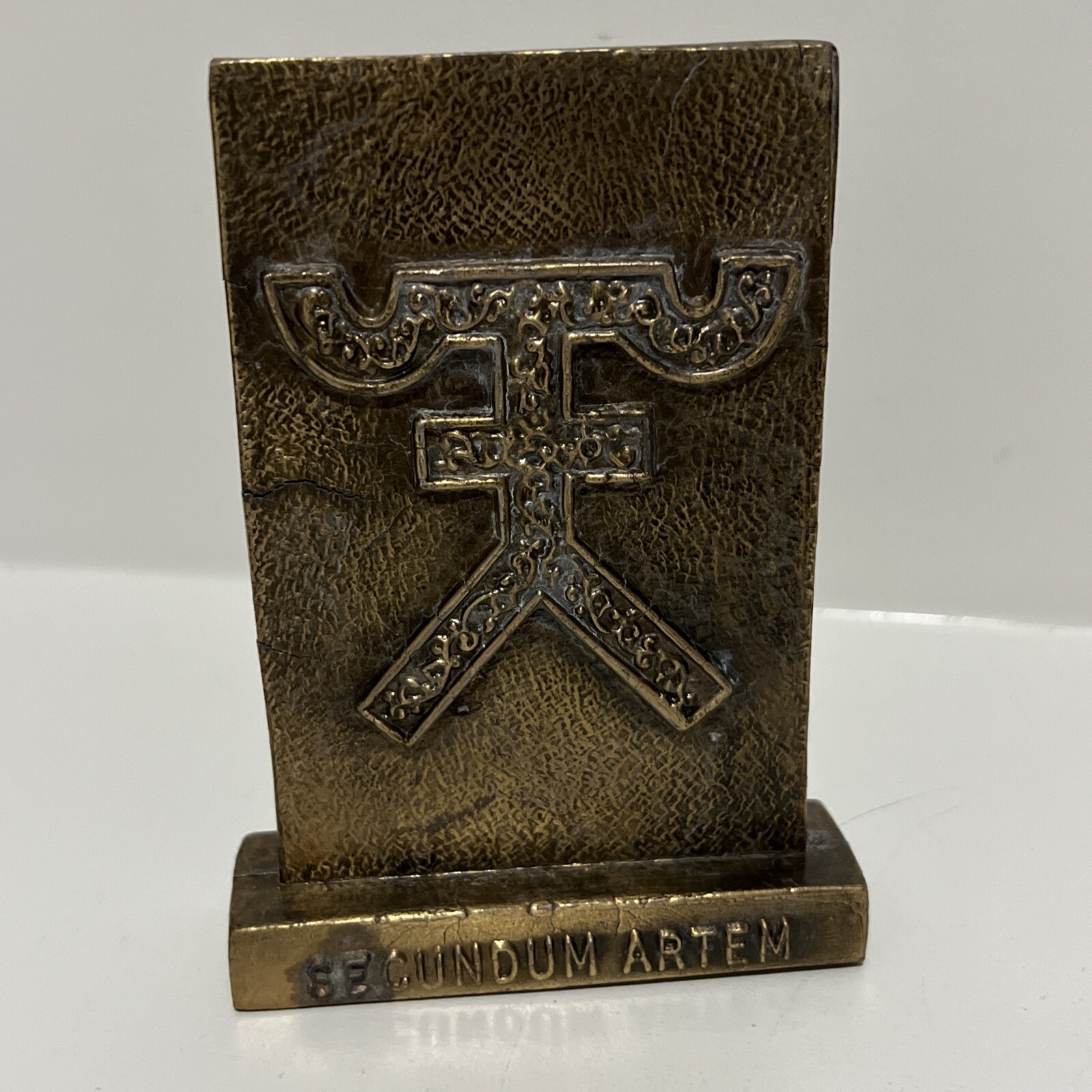 Vintage Pharmacy Brass Paperweight Tinactin Promotion Advertising Symbol